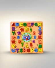 Wooden Learning Board with Alphabet and Clock
